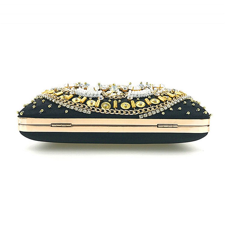 Beaded Clutch Purse Black Evening Bags Wedding Party Handbag
