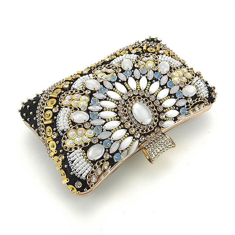 Beaded Clutch Purse Black Evening Bags Wedding Party Handbag