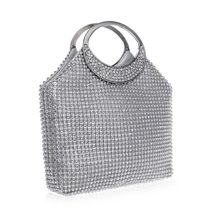 Bucket Clutches Rhinestones Party Handbags Wedding Purse