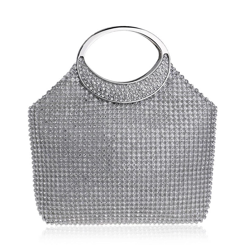 Bucket Clutches Rhinestones Party Handbags Wedding Purse
