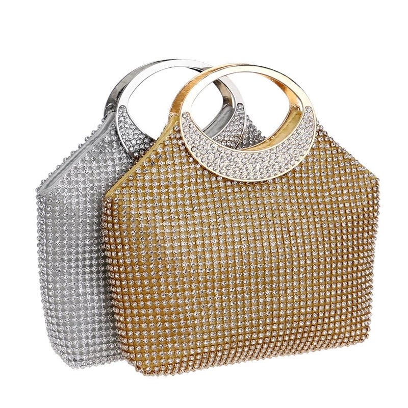 Bucket Clutches Rhinestones Party Handbags Wedding Purse