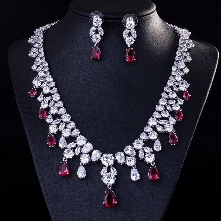 Cubic Zirconia Wedding Jewelry Set Gemstone Necklaces For Women