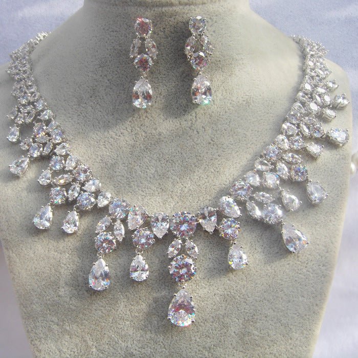 Cubic Zirconia Wedding Jewelry Set Gemstone Necklaces For Women