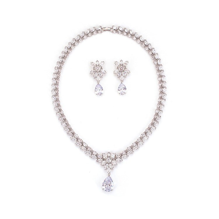 Cubic Zirconia Wedding Jewelry Sets Pendant Necklace For Bridal