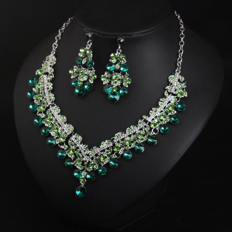 Emerald Crystal Wedding Jewelry Sets For Wedding