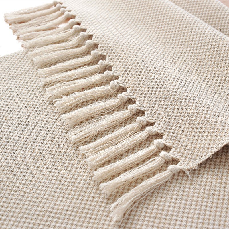 Modern Summer Table Runner Handmade Tassled Burlap Runner