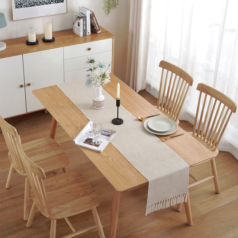 Modern Summer Table Runner Handmade Tassled Burlap Runner