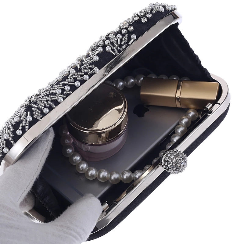 Pearl Clutch Purse Luxury Handbag Embroidery Evening Bag