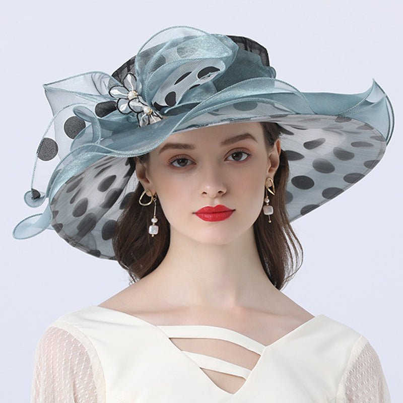 Polka Dot Sunflower Derby Hat for Women