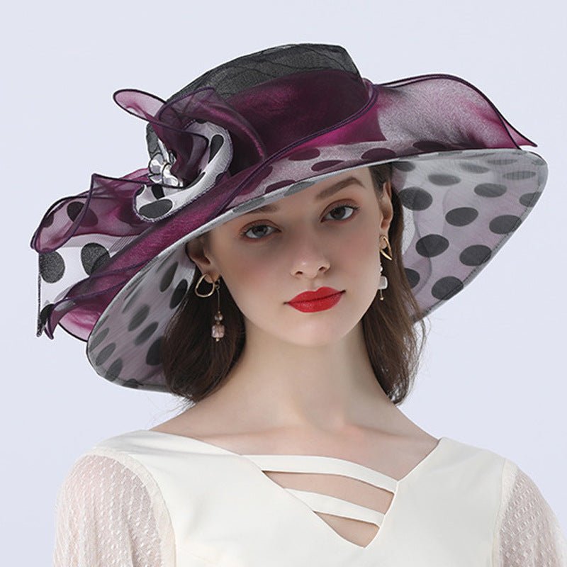 Polka Dot Sunflower Derby Hat for Women