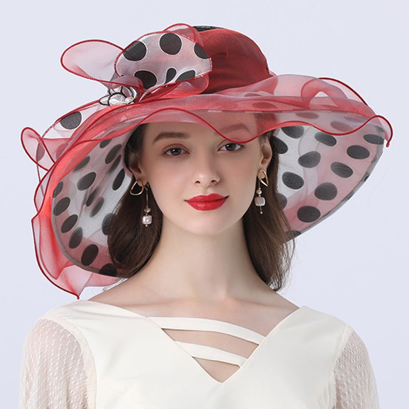 Polka Dot Sunflower Derby Hat for Women