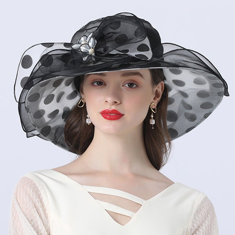 Polka Dot Sunflower Derby Hat for Women