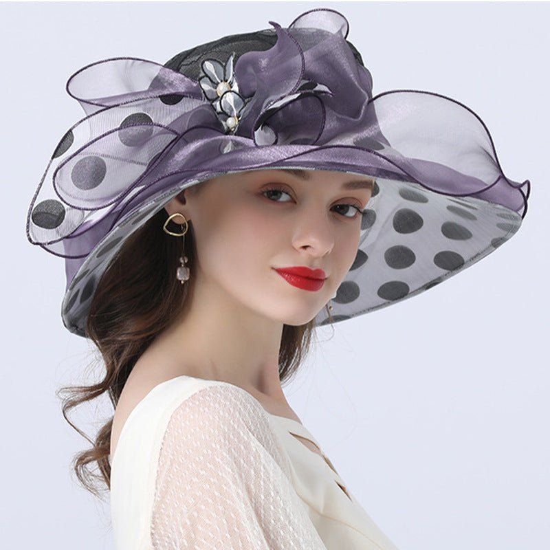 Polka Dot Sunflower Derby Hat for Women