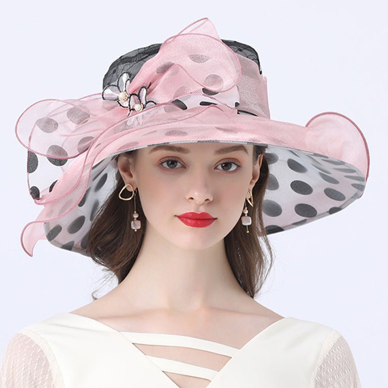 Polka Dot Sunflower Derby Hat for Women