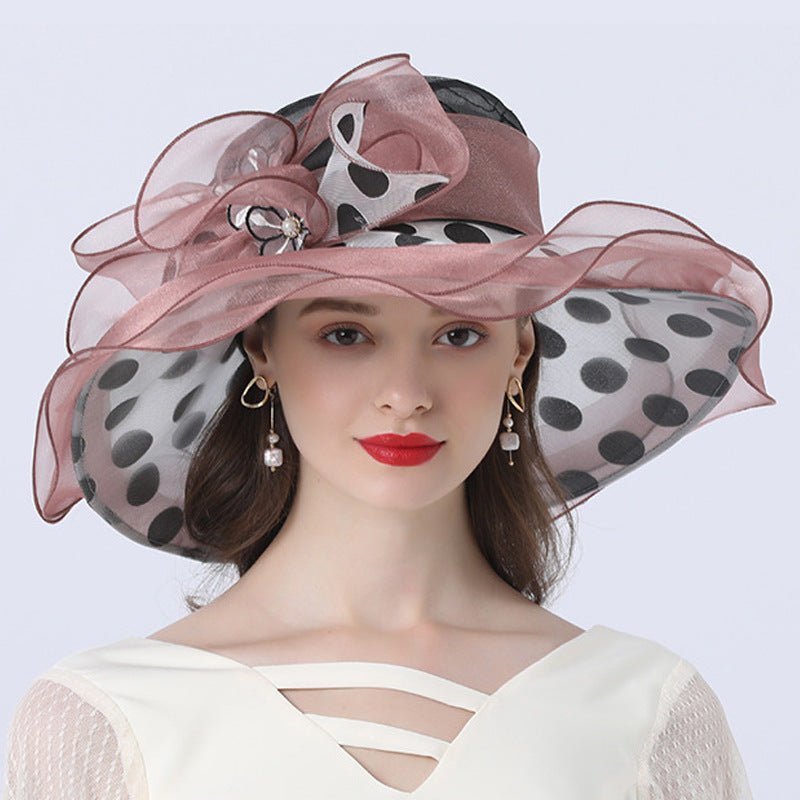 Polka Dot Sunflower Derby Hat for Women