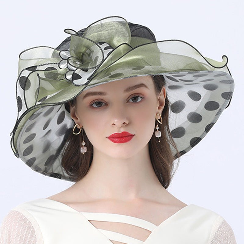 Polka Dot Sunflower Derby Hat for Women