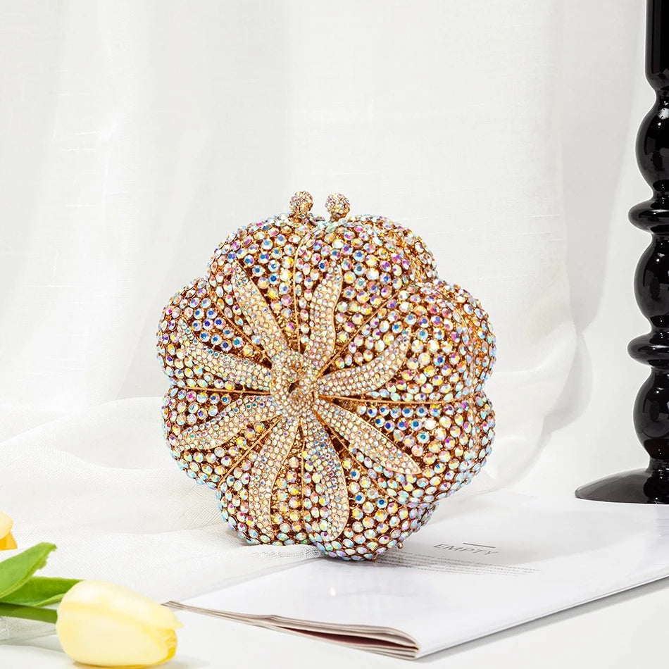 Pumpkin Rhinestone Clutch Cute Prom Purse