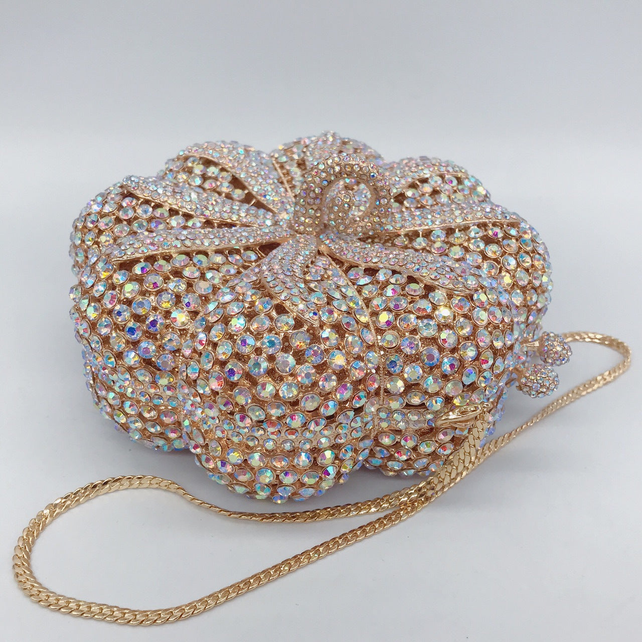 Pumpkin Rhinestone Clutch Cute Prom Purse