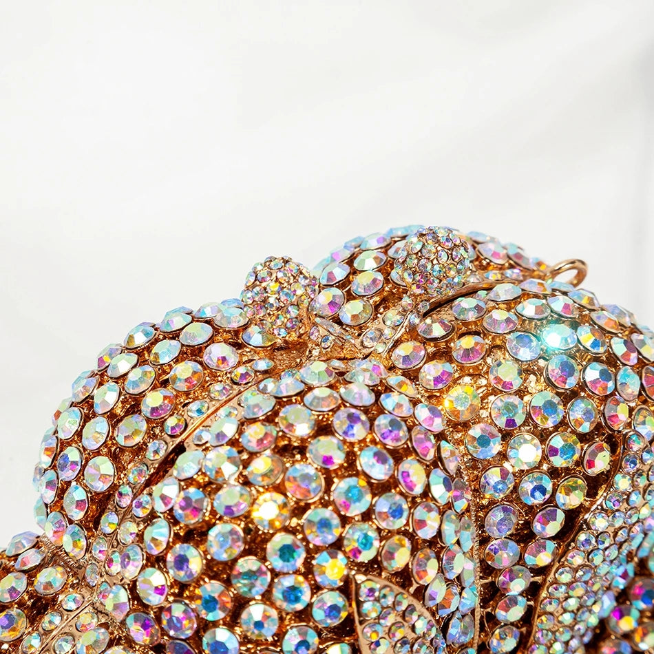 Pumpkin Rhinestone Clutch Cute Prom Purse
