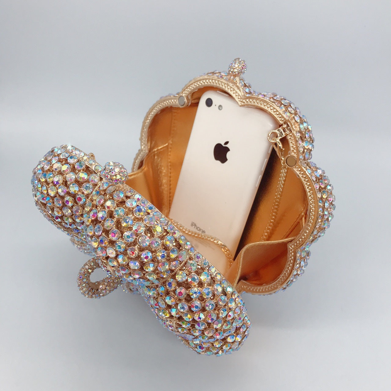 Pumpkin Rhinestone Clutch Cute Prom Purse