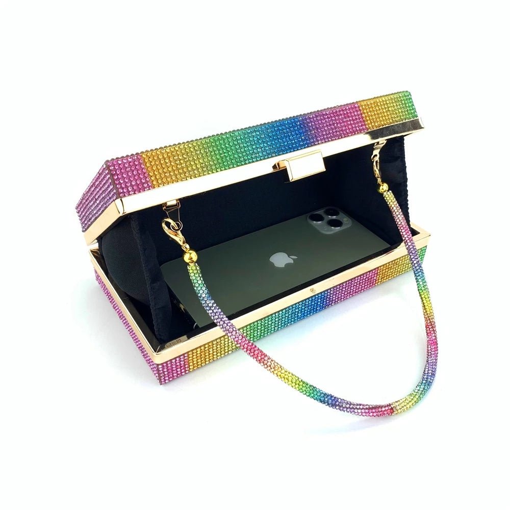 Rainbow Diamond Wedding Clutch Evening Purse and Handbag