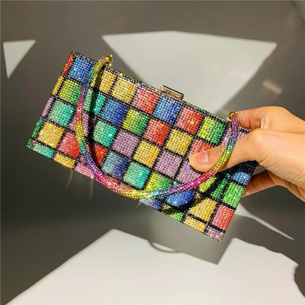 Rainbow Diamond Wedding Clutch Evening Purse and Handbag