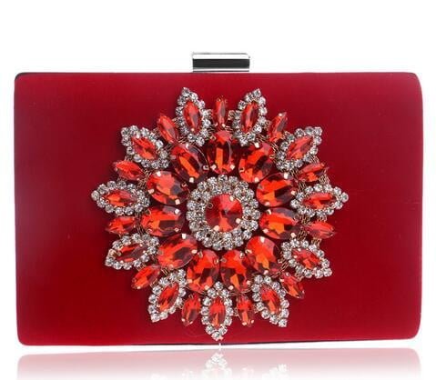 Rhinestone Evening Clutches for Weddings Suede Handbags