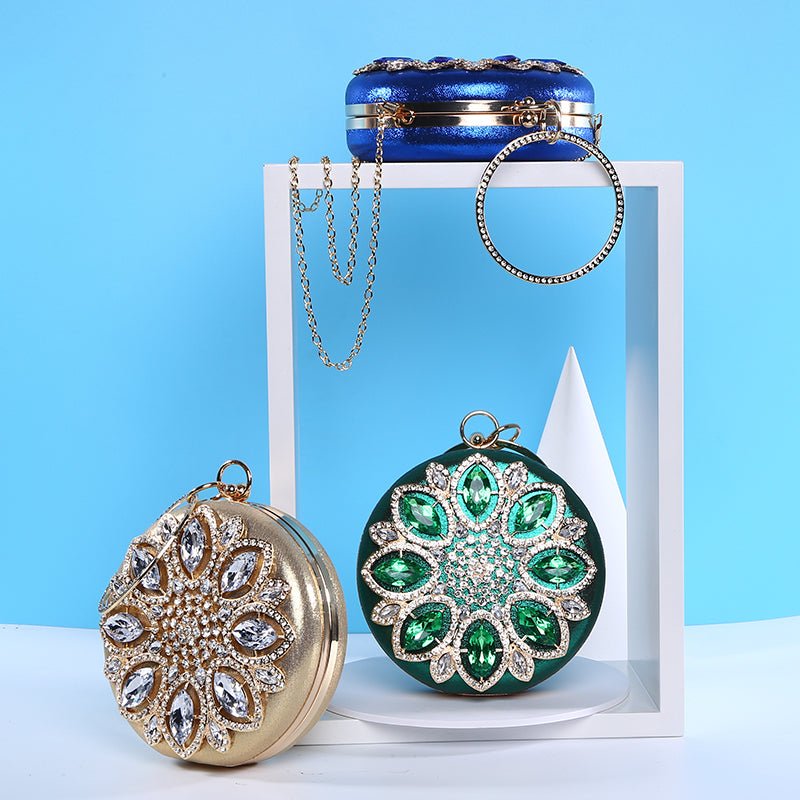 Round Evening Bag Diamond Clutch