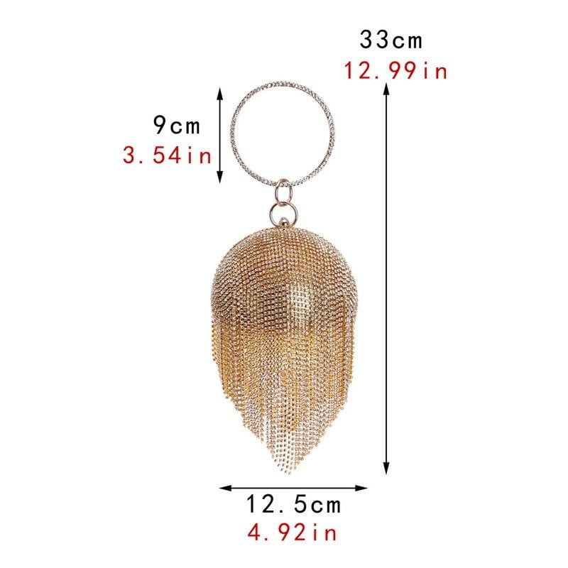 Round Shaped Full Rhinestone Evening Bag with Tassel