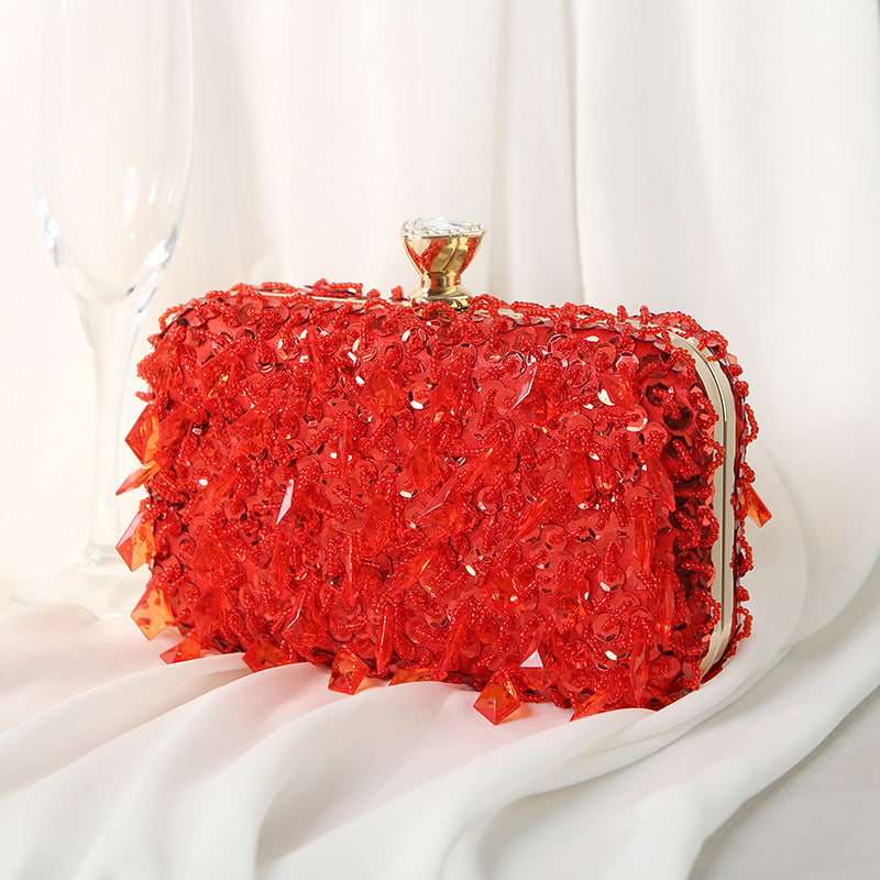 Square Exquisite Beaded Sequin Evening Clutch