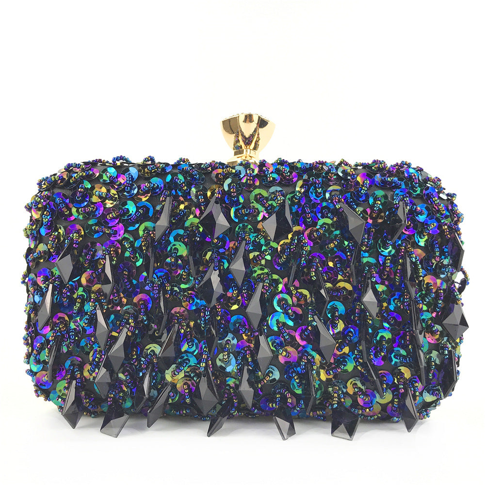 Square Exquisite Beaded Sequin Evening Clutch