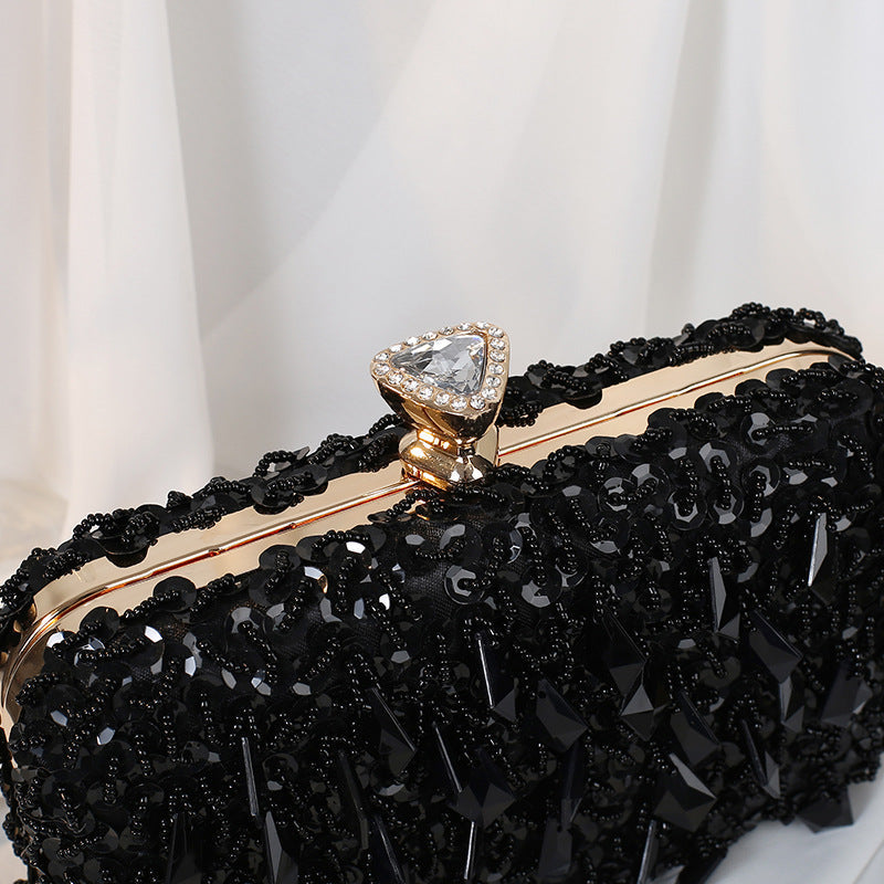 Square Exquisite Beaded Sequin Evening Clutch