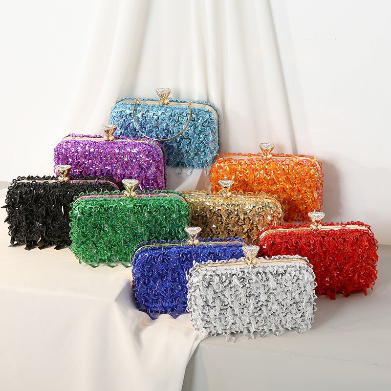 Square Exquisite Beaded Sequin Evening Clutch