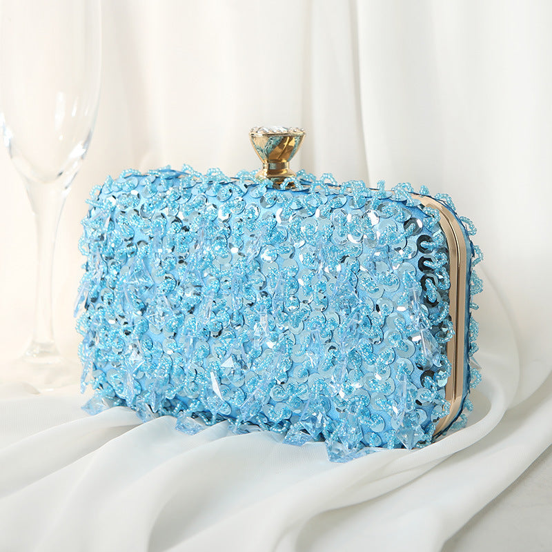 Square Exquisite Beaded Sequin Evening Clutch