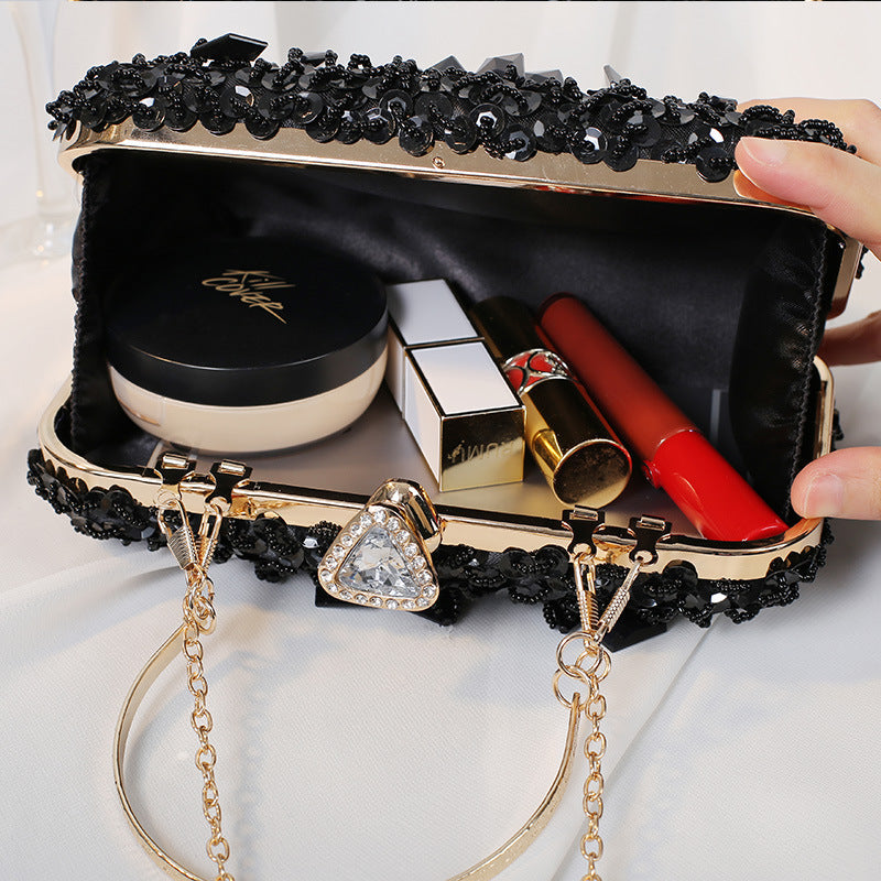 Square Exquisite Beaded Sequin Evening Clutch
