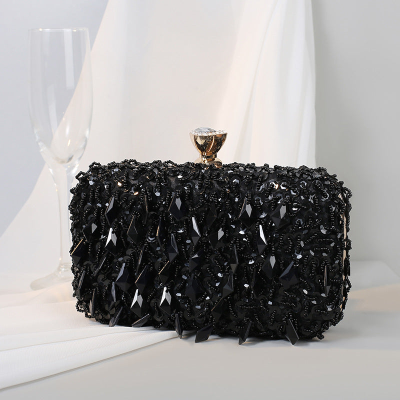 Square Exquisite Beaded Sequin Evening Clutch