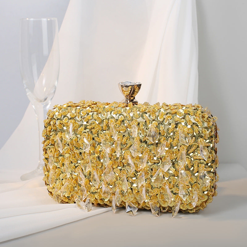 Square Exquisite Beaded Sequin Evening Clutch