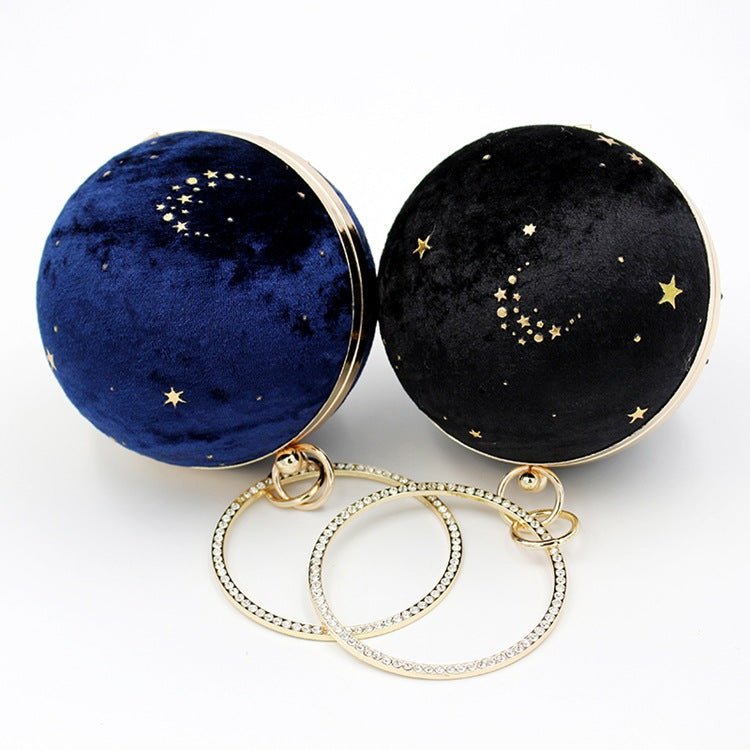 Suede Women Round Clutches Mini Handbags Wedding Purse