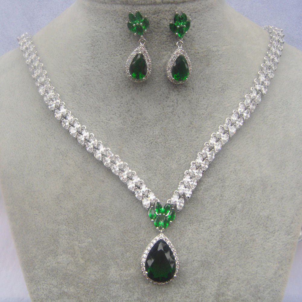 White Gold Chain Cubic Zirconia Wedding Jewelry Sets