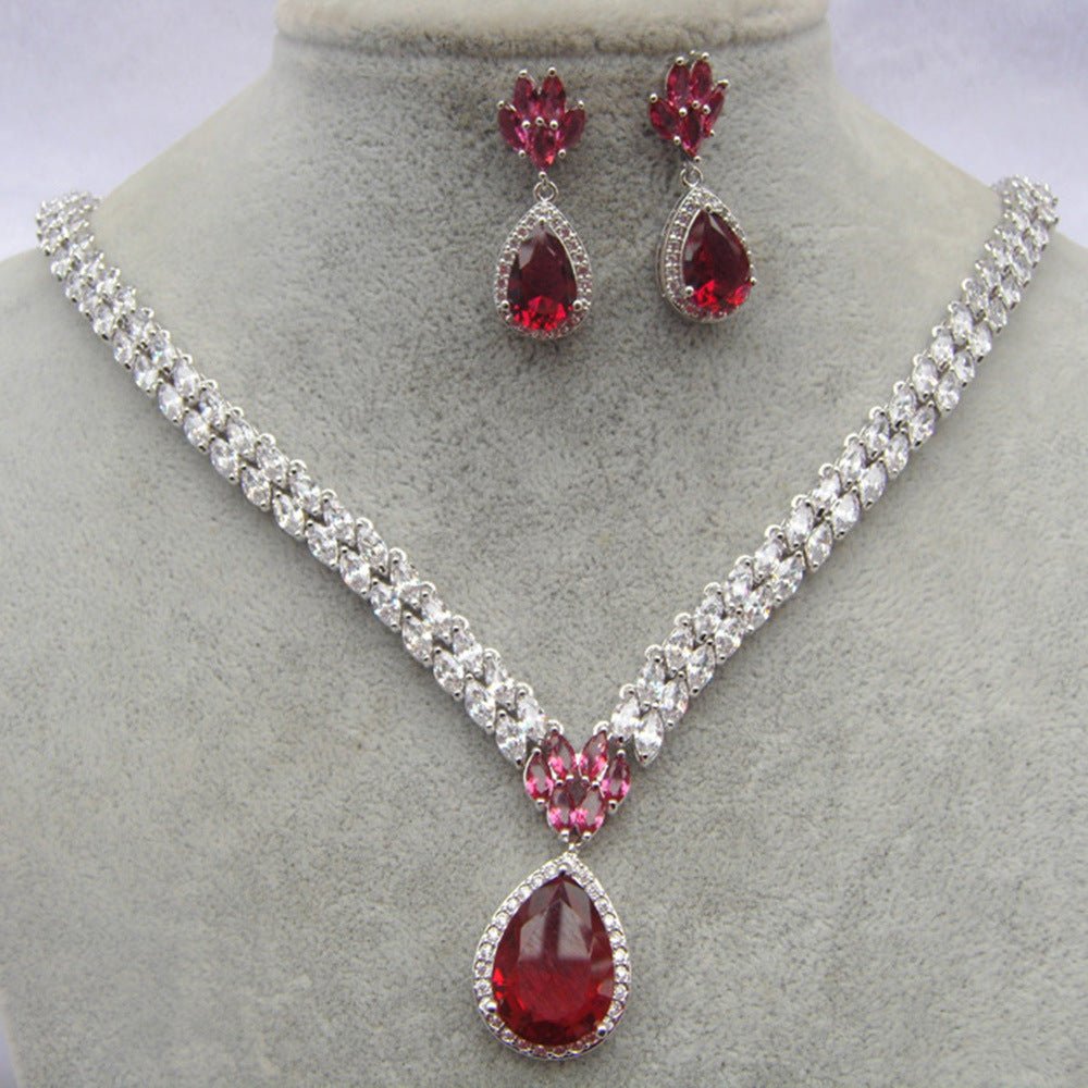 White Gold Chain Cubic Zirconia Wedding Jewelry Sets