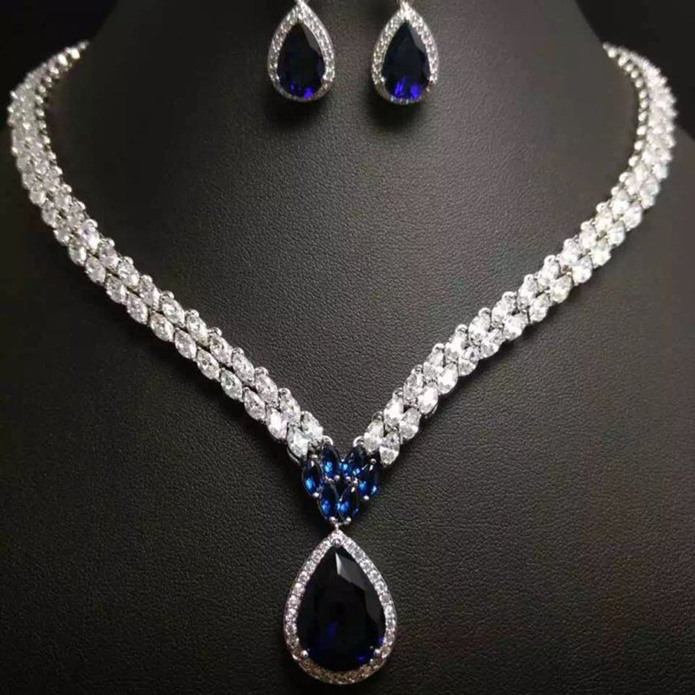 White Gold Chain Cubic Zirconia Wedding Jewelry Sets