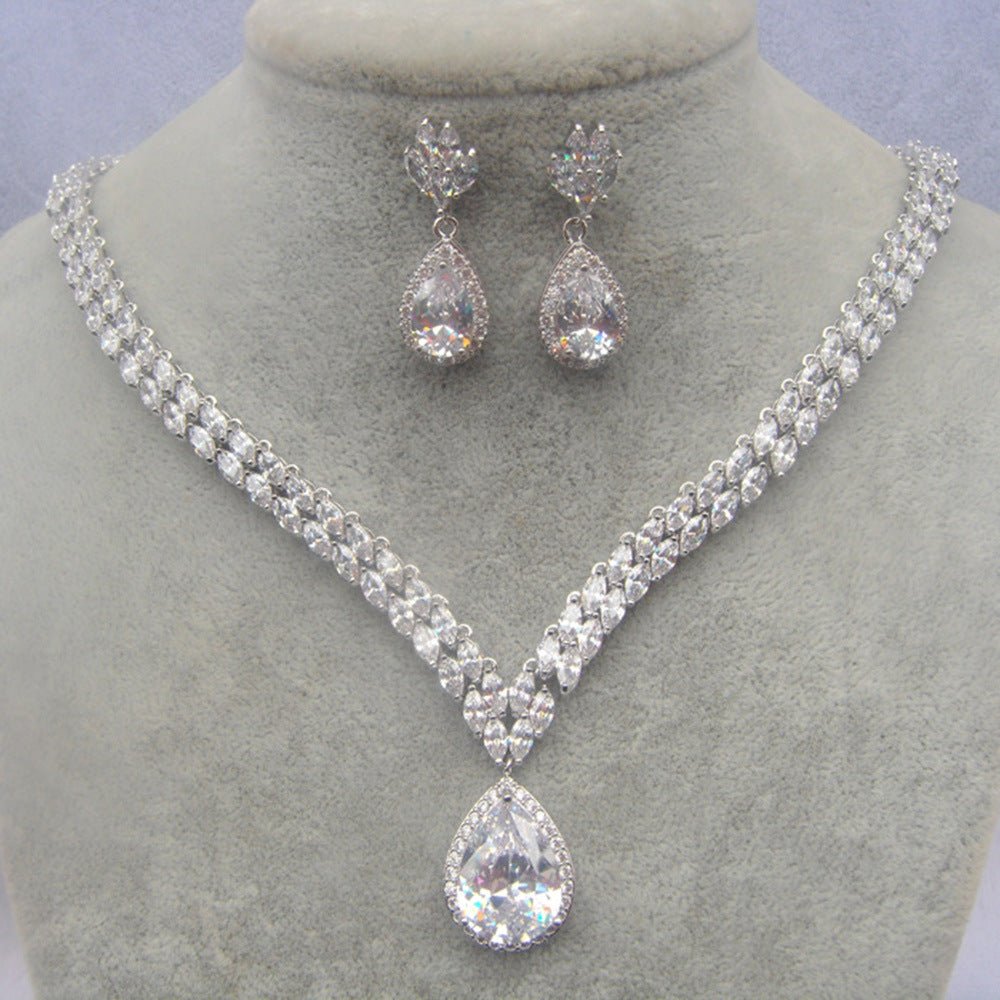 White Gold Chain Cubic Zirconia Wedding Jewelry Sets