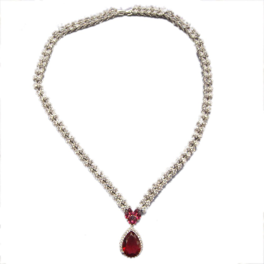 White Gold Chain Cubic Zirconia Wedding Jewelry Sets