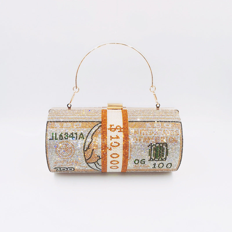 Women Stack of Cash Evening Bag Crystal Rhinestone Clutch
