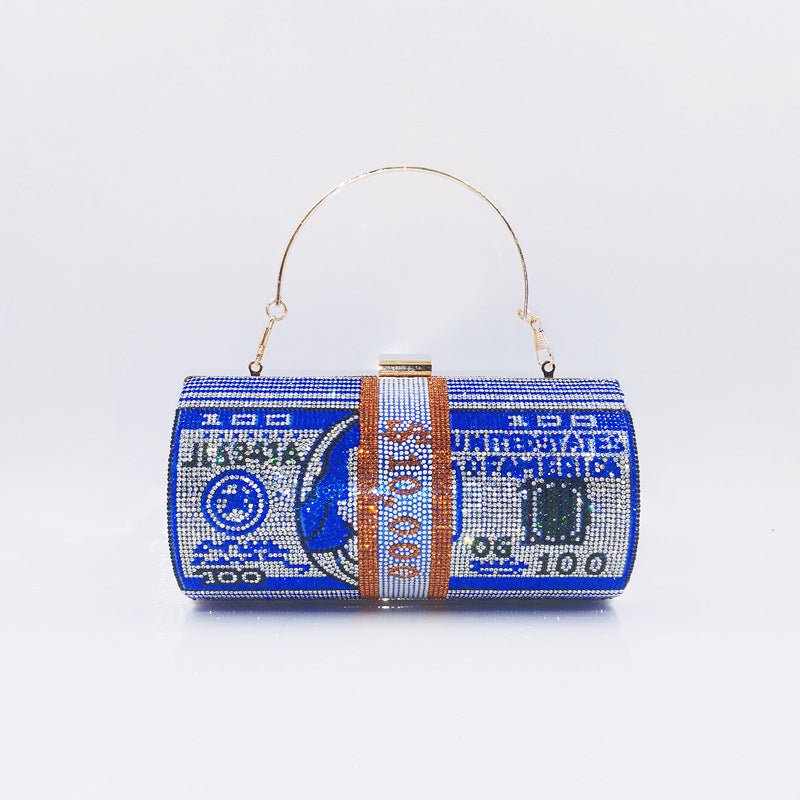 Women Stack of Cash Evening Bag Crystal Rhinestone Clutch