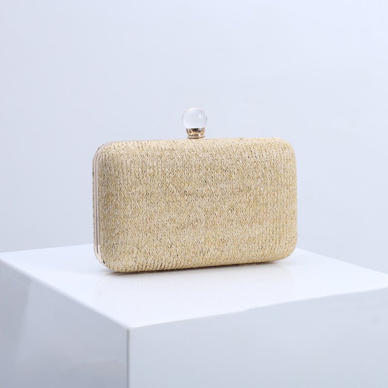 Women's Chain Handbag Straw Evening Clutch Wedding Party Purse