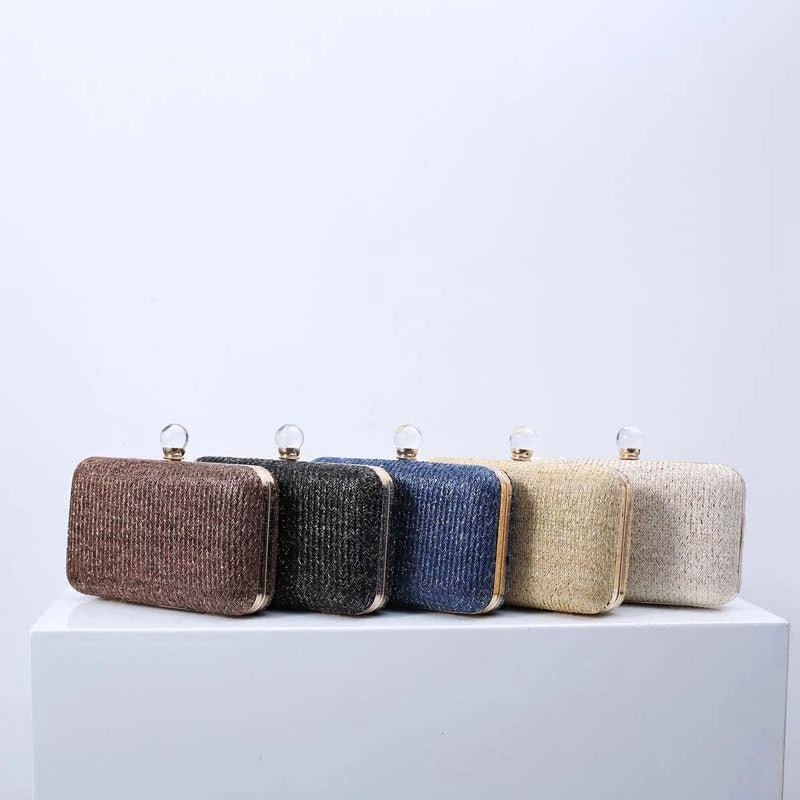 Women's Chain Handbag Straw Evening Clutch Wedding Party Purse