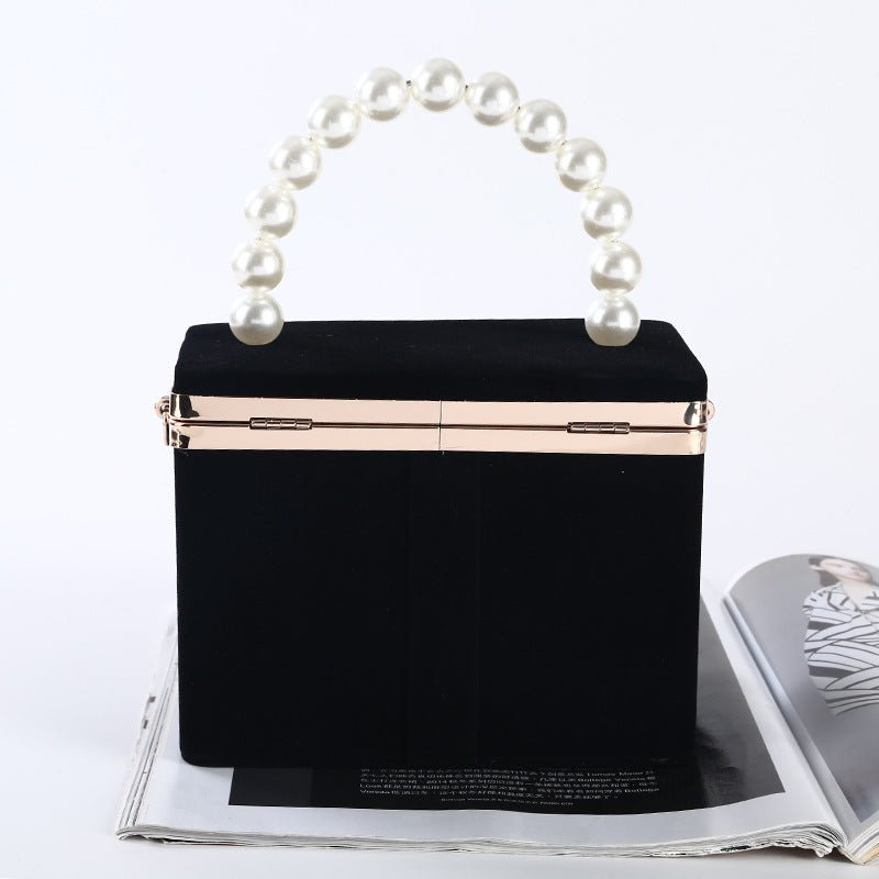 Women's Evening Wedding Clutch Purse Box Shape Pearl Handbag