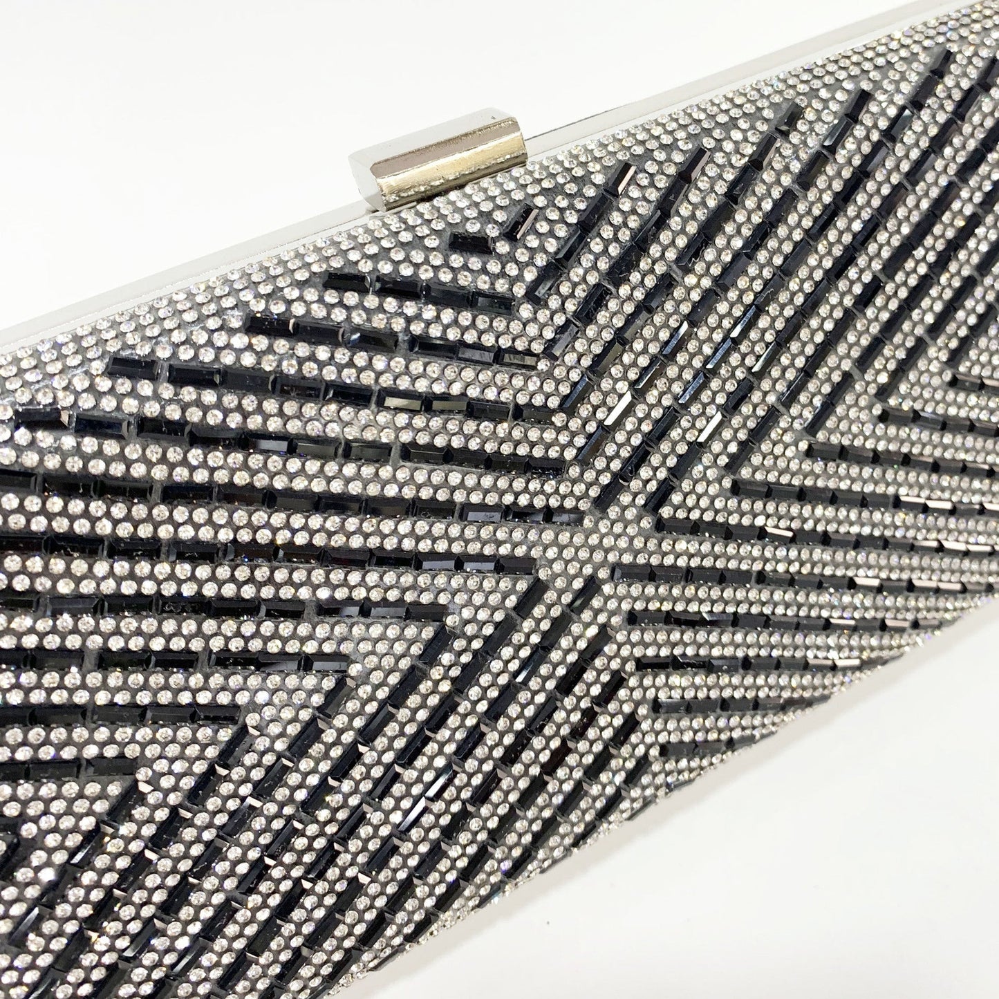 X-Striped Rhinestone Hand-held Evening Clutch Bag