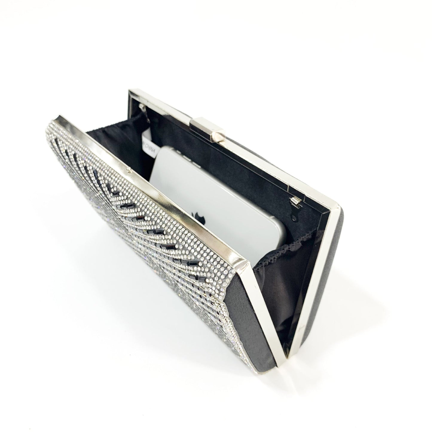 X-Striped Rhinestone Hand-held Evening Clutch Bag